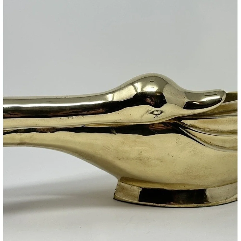 Vintage Solid Brass Swan Planter 18